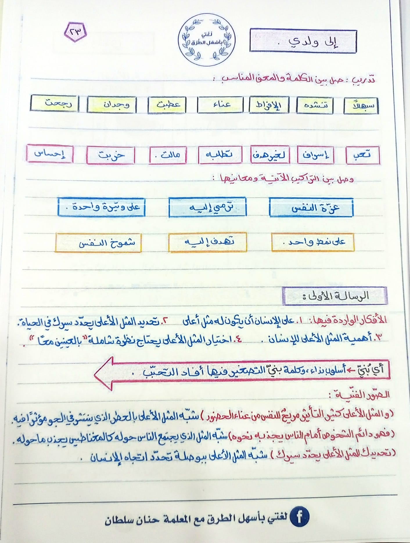 NDI1OTY5MQ22222 بالصور شرح درس الى ولدي مادة اللغة العربية للصف التاسع الفصل الثاني 2022